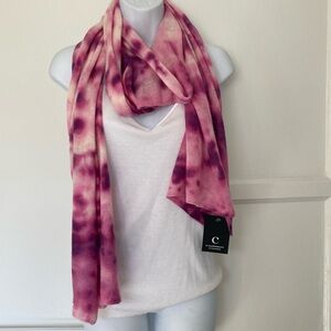 C by Bloomingdale’s Exclusive Cashmere Scarf Wrap Pink Tie-dye NWT